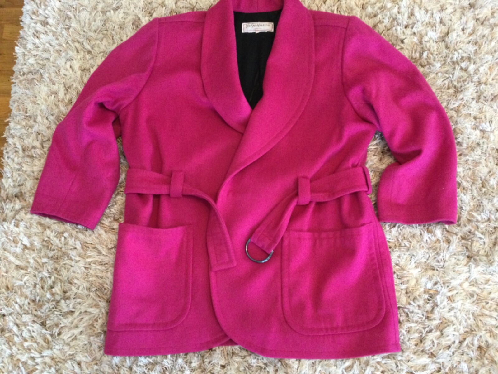 YVES SAINT LAURENT Cappotto di Lana Vintage Donna Taglia 46 (L XL)