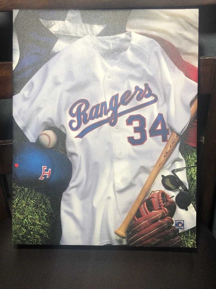Texas Rangers Jersey 34 Canvis Picture 11”x14” Nolan Ryan Baseball Cap Bat Glove - Изображение 2 из 4