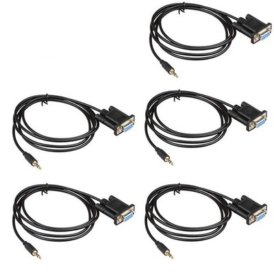 DB9Pin Female To DC3.5mm Serial Cable Wire Connection Black 6 Feet 5 Pack