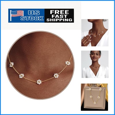Dainty Gold Daisy Pearl Choker - Perfect for Weddings & Special Occasions