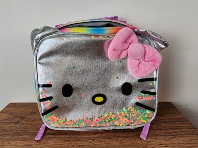 Hello Kitty Square Lunch Bag W Silver Holographic Design & Floating Star...