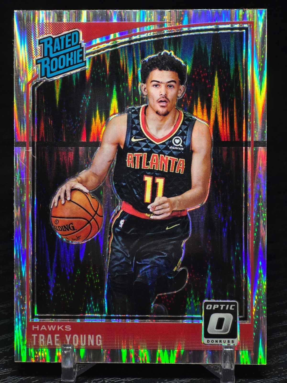 Trae Young 2018-19 Donruss Optic Shock Prizm Rookie RC #198 Atlanta Hawks