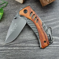 BUCK U.S.A. Folding Knife compact - wood handle and stainless steel blade 5Cr13Mov