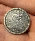1858 Seated Liberty Quarter XF+++ Philadelphia 90% Silver Quarter