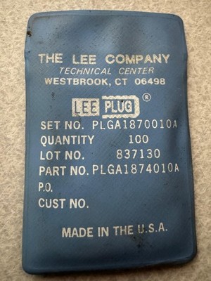 The Lee Company Orifice Pin Flow Restrictor Insert LEE PLUG Qty 100 USA