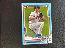 Maddux Bruns 2021 Bowman Sky Blue 1st Rookie RC Dodgers 39/499 E96