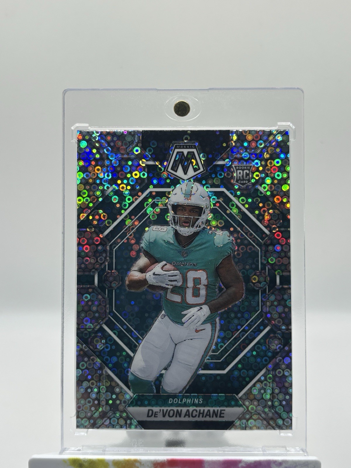 2023 Panini Mosaic De'Von Achane No Huddle Disco Prizm Rookie RC #312
