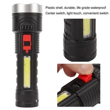 USB Rechargeable Flashlight 500LM Waterproof COB Lampwick Portable Handheld