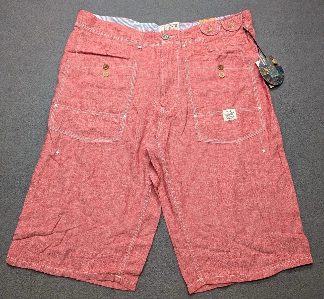 NWT Triple Fat Goose TFG Cargo Utility Shorts Men's Size 38 Coral