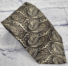 Steven Land Silk Tie Beige Brown Gray Paisley Floral Men Necktie 59 x 3.75