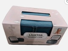 Led Light Makeup Case With Removable Mirror, Teal Green, USB-C Charging