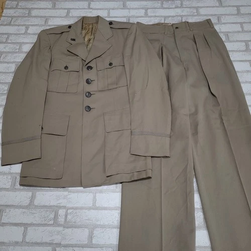 Vintage 50s 1953 Korean War Era Khaki Tan US Military Dress Uniform Jacket Pants