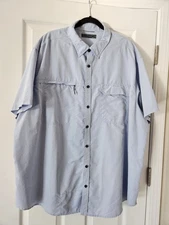 Roundtree & Yorke Performance Fishing Vented Shirt Mens 3XB Blue Short Sleeve