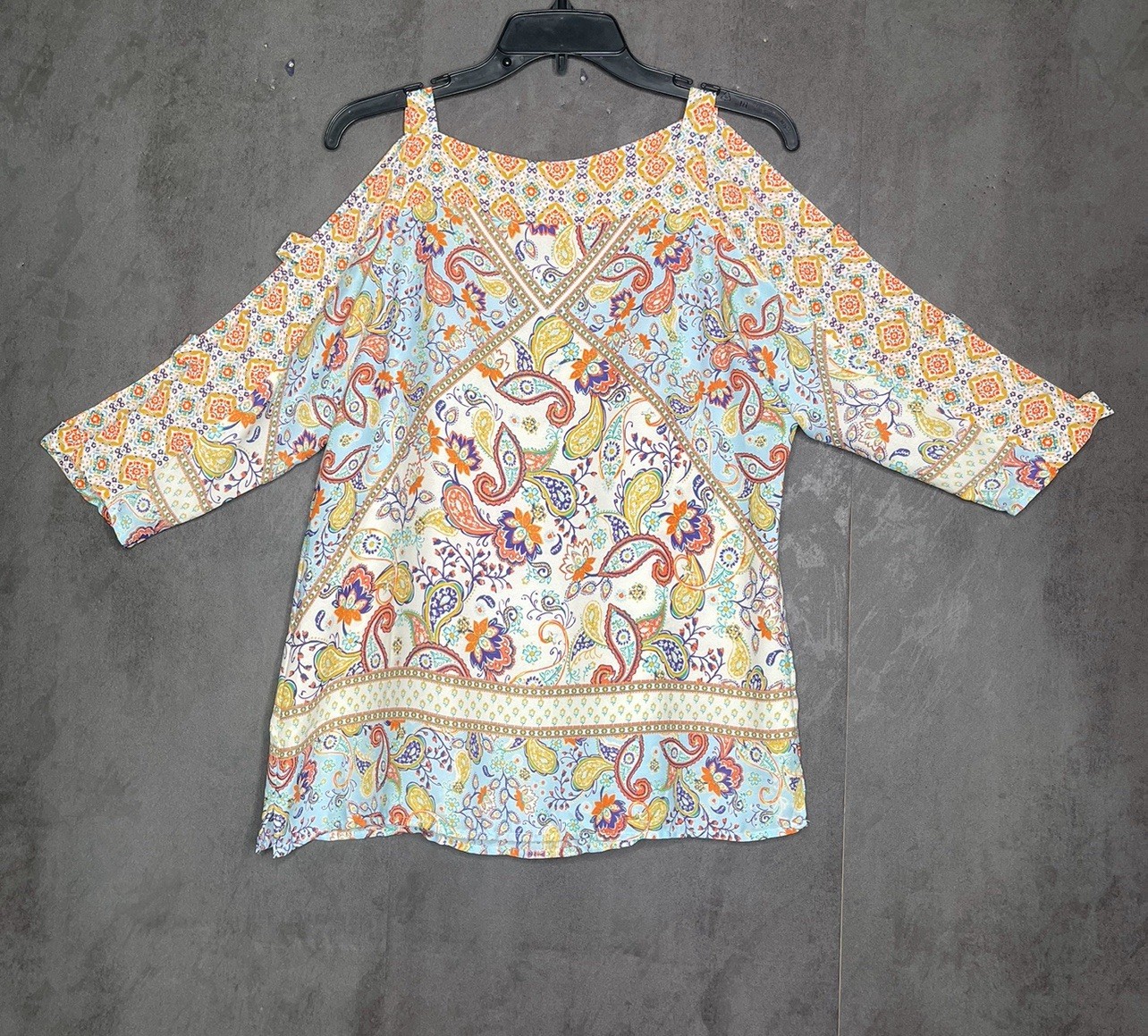 Fig & Flower Women's Multicolor 3/4 Sleeve Blouse, Size Small