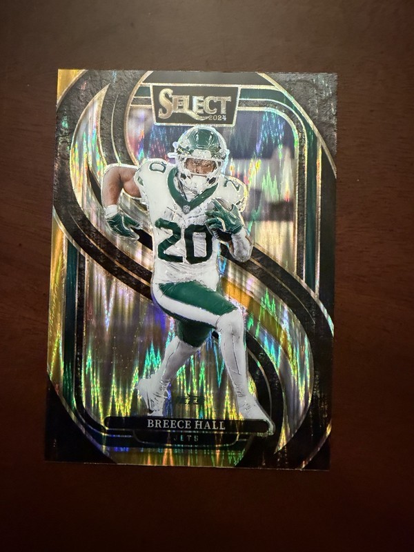 2024 Panini Select - Premier Level Breece Hall #111 Green & Yellow Shock Prizm