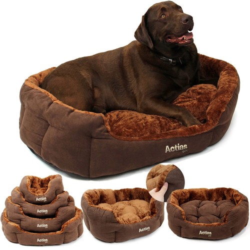 Dog Bed Pet Cat Puppy Deluxe Faux Fur Washable Fleece Cushion Comfort S M L XL