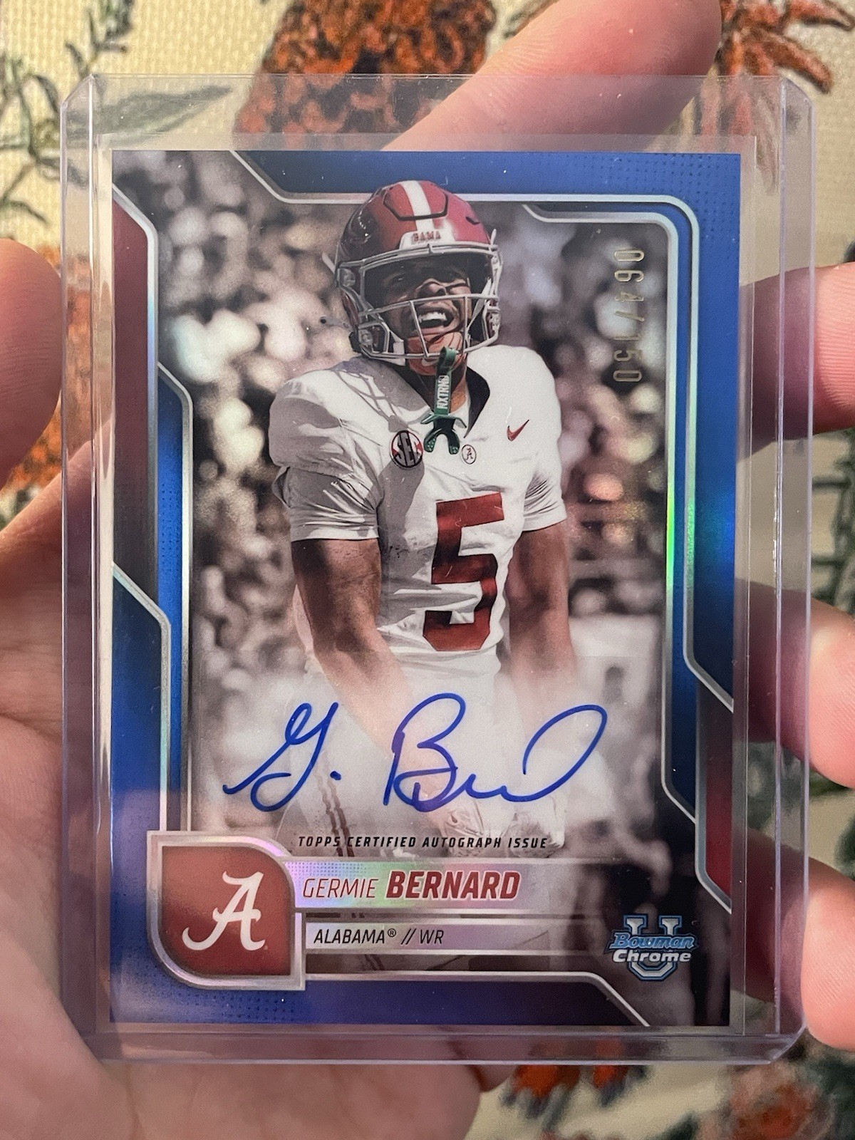 2025 Bowman University Chrome #BCA-GB Germie Bernard Auto Blue Refractor /150