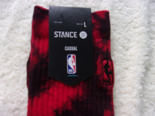NWT Stance NBA logo basketball casual crew socks, men's L 9-13 , red, blend