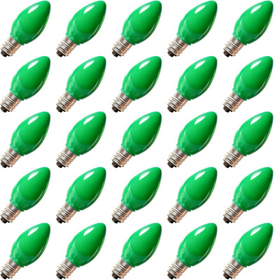 C7 LED Christmas Light Bulbs, 25 Pack Green Replacement Bulbs, Shatterproof Gree