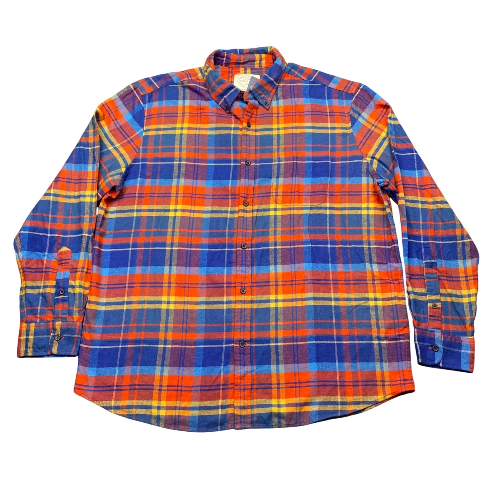 St Johns Bay Mens XL Super Soft Flannel Shirt Red Multi Plaid Button Down NWT