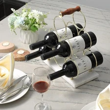 Koville African Marble Tabletop Wine Rack, 6 Bottles Countertop Wine Stand 