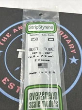 Evergreen Scale. Polystyrene Strips. 14" 258. Rectangle Tube. .187x.312 (2)