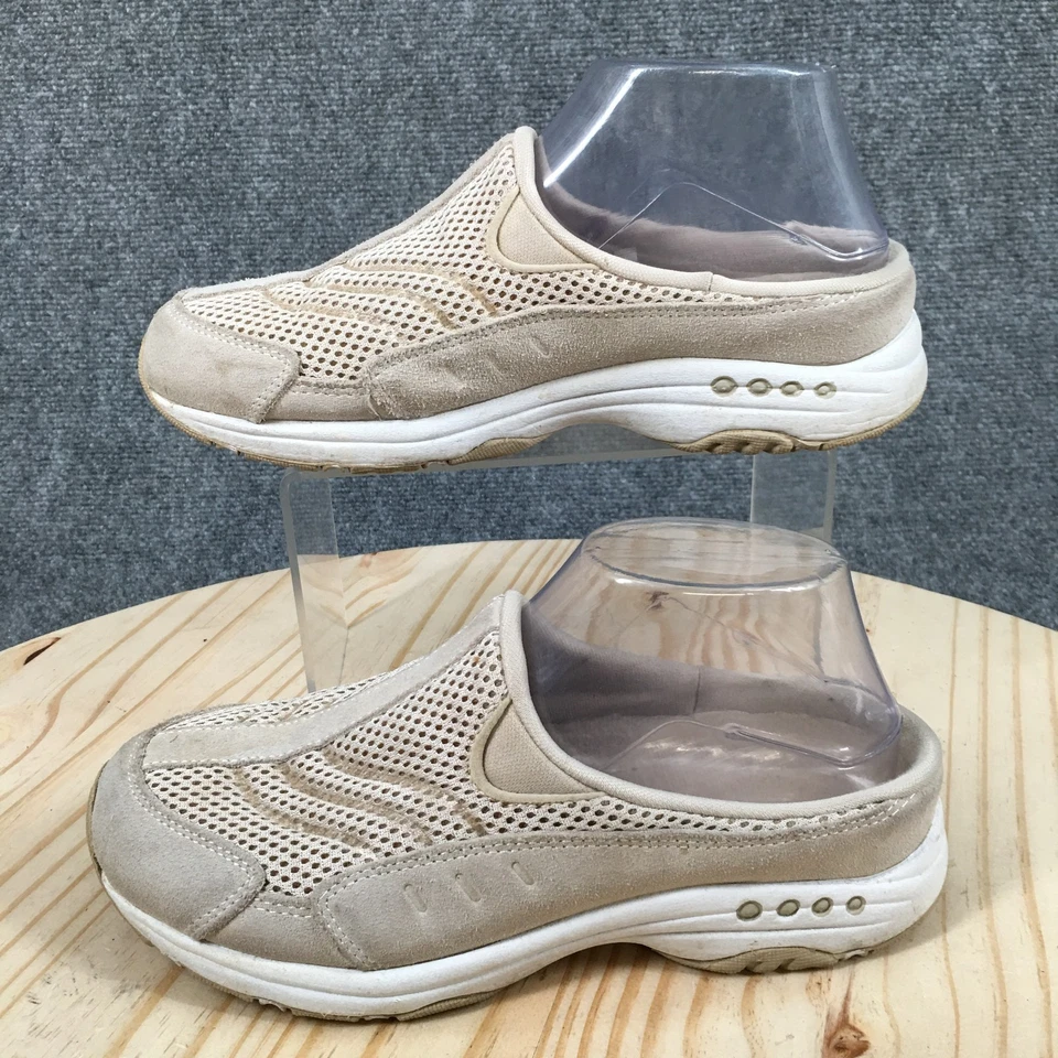Easy Spirit Shoes Womens 7 W Traveltime Casual Slip On Mule Clogs Beige Suede - Image 2 of 4