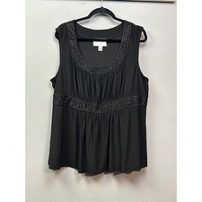 David's Bridal Black Beaded Sleeveless Tank Top Womens Plus Size 20WBlouse