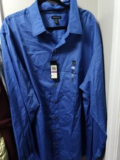 VAN HEUSEN Big Tall Long Sleeve Button Up Dress Shirt Blue Sz 2XLT 19-19.5 NWT