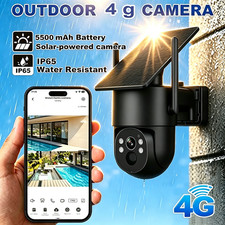 3MP Solar Powered PTZ Security Camera Outdoor, 355  Panoramic View, Color Nig 4G