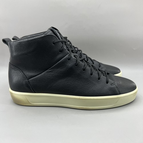 ECCO Soft 8 High Top Boots Men Size 12 12.5 US, 46 EU Black Leather Ankle Shoes