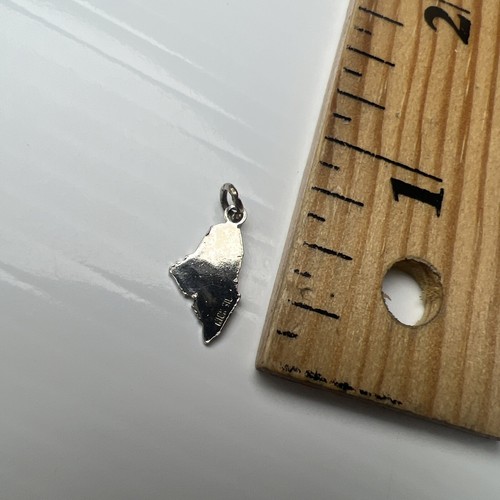 Nickel 925 Sterling Silber Retro Charm Anhänger Maine USA State Map Mini - Bild 5 von 6