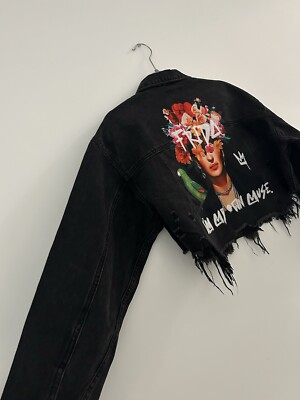 Trio Urban Vintaje Black Jens Jacket Short Women Frida Kalho size s/m nwt