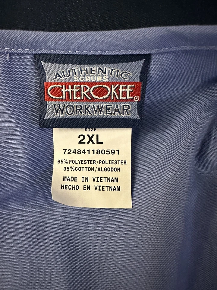 Cherokee Workwear Top Jacket 2XL Blue Long Sleeve Snap Front NWT - Image 2 of 4