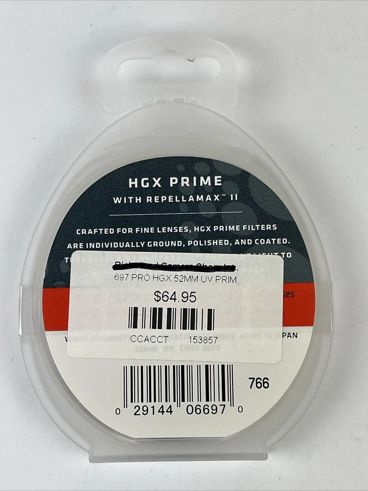 Promaster #6697 HGX Prime UV Filter 52mm w/Repellamax New In Box - Image 3 of 4