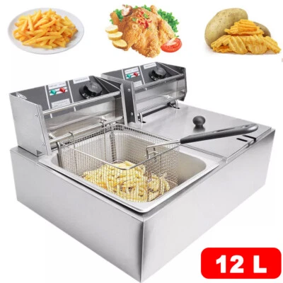 MARKENLOS Fritteuse 12L Edelstahl Kaltzonen Friteuse 5000W 12 Liter Fritöse Frittöse NEU