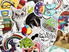 100 Varied Colors Cool Sticker Lot Book Fun Pack Laptop Car Alien Decals