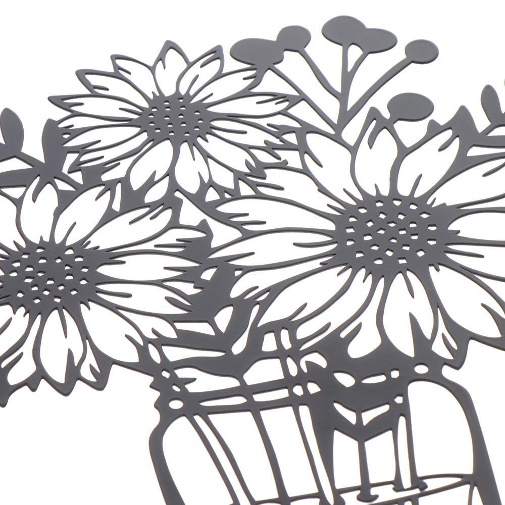 2Pcs Black Metal Flowers Wall Art for Bathroom Living Room Home Office