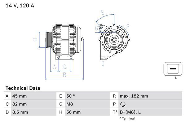 BOSCH 0 986 041 150 Alternator for Volvo S80 2.0 2.0T 2.4 2.4 Bi-Fuel 2.4T-image