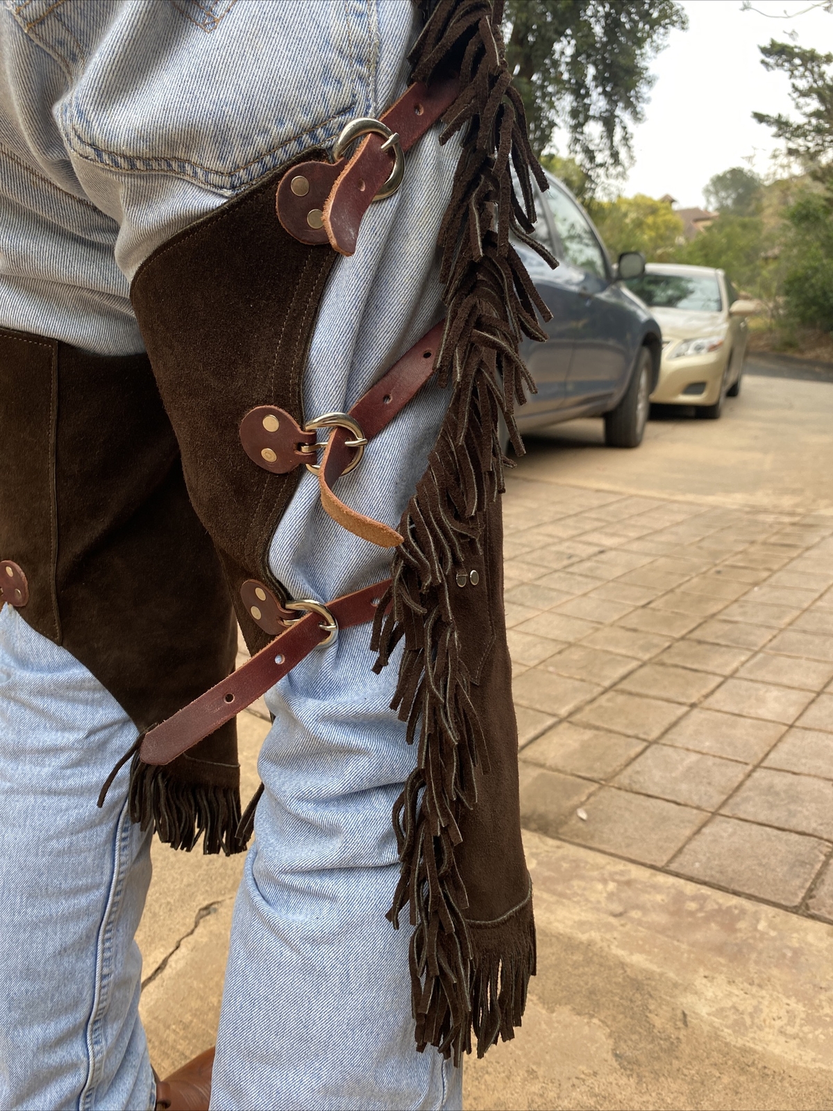 Unisex Suede Leather Western Chinks For Outdoor Sports and Horse Riding ...