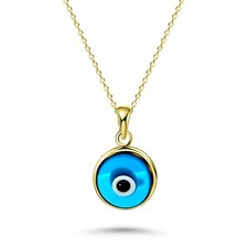 Blue Evil Eye Necklace in 14 Karat Solid Gold