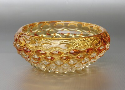 Lenti Schale Murano, Ercole Barovier & Toso Honigfarben Ø ~17,5cm, ~1,5kg, ~1950