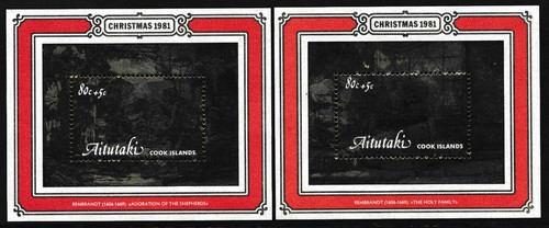 1981 AITUTAKI CHRISTMAS WITH SURCHARGES SET OF 4 MINI SHEETS FINE MINT MNH - Picture 2 of 3