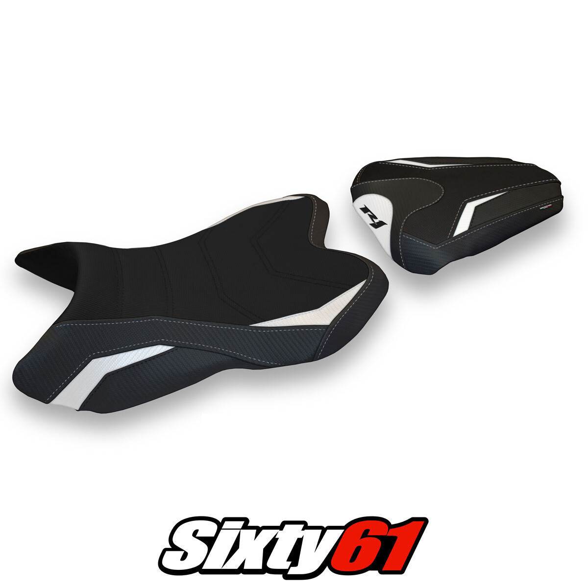 Yamaha YZF R1 2007 2008 Seat Cover Tappezzeria White Black 07 08