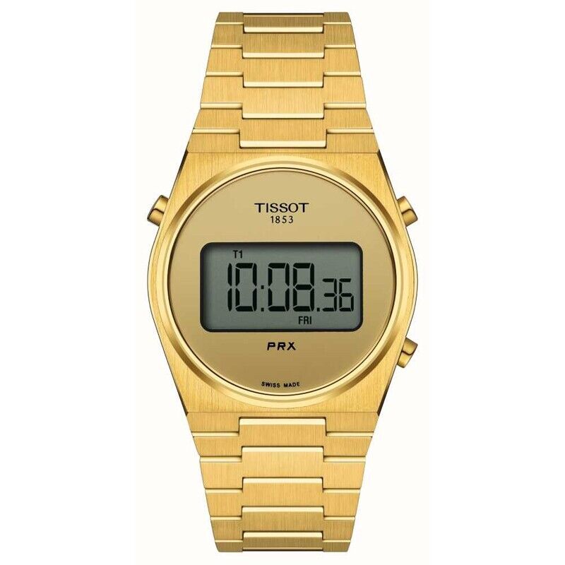 New Tissot PRX Digital 35mm Yellow Gold PVD Unisex Watch New Tissot PRX Digital 35mm Yellow Gold PVD Unisex Watch