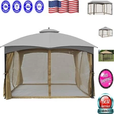 Mosquito Net Screen Walls for 10' x 12' Gazebo - Easy Access Zippered Beige