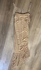 Wild Fable Womens Sleeveless Zebra Striped Mesh Dress, Light Brown Size M