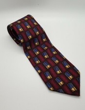 Jz Richard's Vintage Silk Tie USA Made Geometric Design Red Print Burgundy
