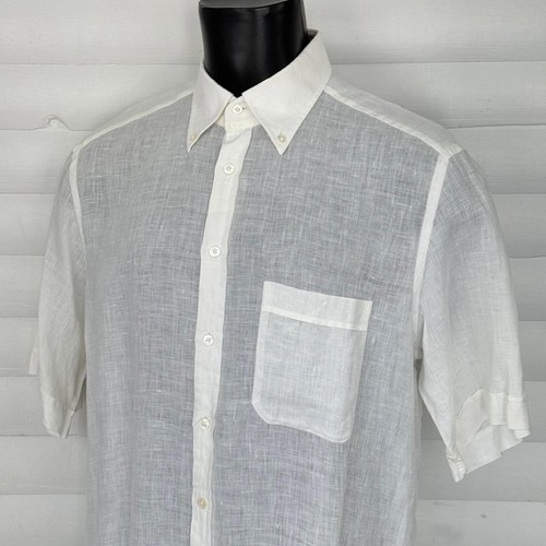 Camisa de verano ligera de manga corta de lino puro Turnbull & Asser talla XL - Imagen 2 de 9