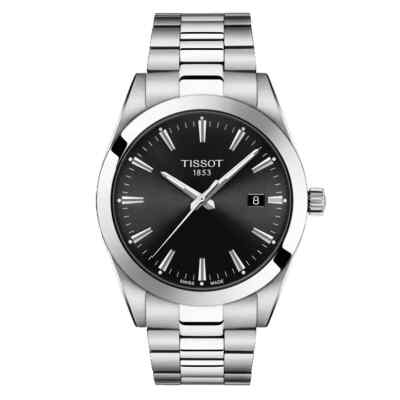 Tissot Carson Premium Quarz schwarzes Zifferblatt Edelstahl Uhr T127.410.11.0...